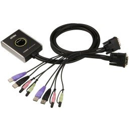 Mini Switch KVM USB Video DVI Audio e Microfono, CS682