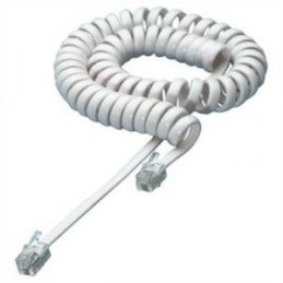 Cavo telefonico spiralato per cornetta 4mt RJ10 4P4C Bianco