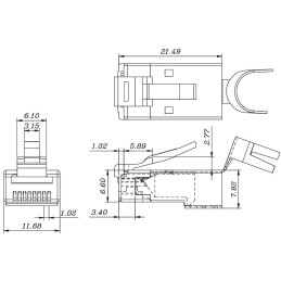 Plug Cat.6 / 6A / 7 / 7A RJ45 Schermato per Cavo Rigido/Flessibile