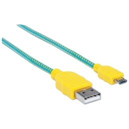 Cavo Micro USB Guaina Intrecciata USB/MicroUsb 1.8m Azzurro/Giallo