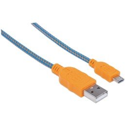 Cavo Micro USB Guaina Intrecciata USB/MicroUsb 1.8m Blu/Arancione