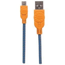 Cavo Micro USB Guaina Intrecciata USB/MicroUsb 1.8m Blu/Arancione