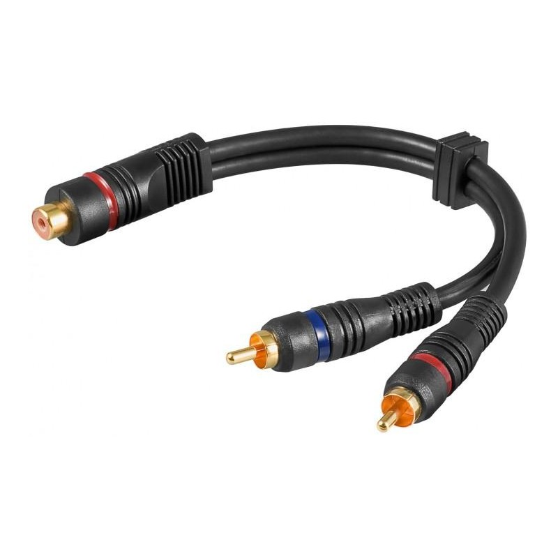 Cavo Adattatore RCA Femmina / 2x RCA Maschio 0.2m Nero