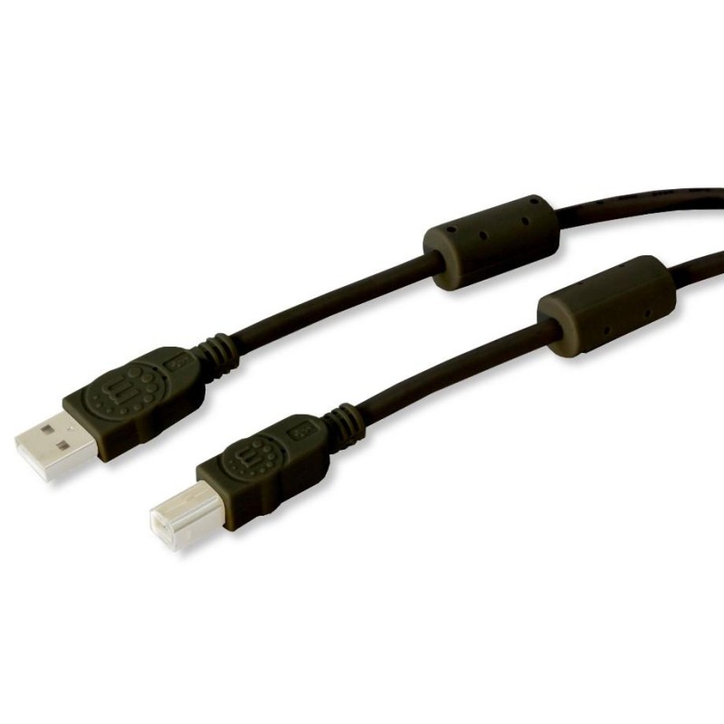 Cavo USB 2.0 A M / B M 3m con Ferrite Doppia Schermatura Nero