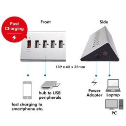 Hub USB 11 Porte in Alluminio con Ricarica Veloce