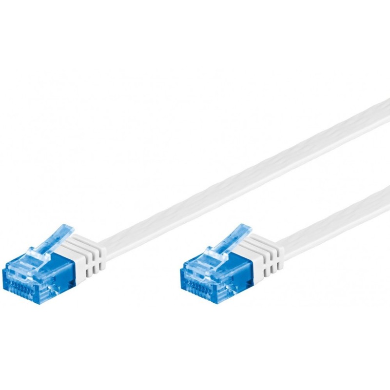 Cavo di Rete Patch Piatto in Rame Cat.6A UTP 10m Bianco