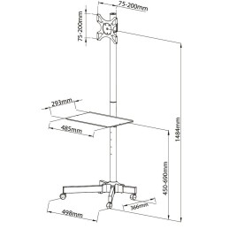 Supporto a Pavimento con Mensola Trolley TV LCD/LED/Plasma 19"-37"