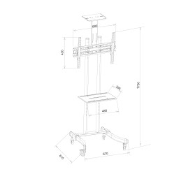 Supporto mobile da pavimento per TV LED/LCD 32-70" con mensola