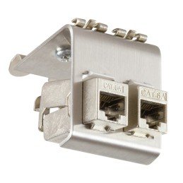 Adattatore per Moduli Keystone 2xRJ45 per guida DIN