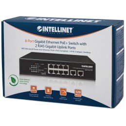 Switch Ethernet Gigabit 8 Porte PoE+ con 2 porte RJ45 Gigabit Uplink