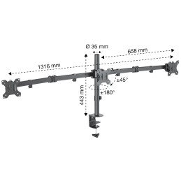 Supporto da Scrivania per 3 Monitor 13-27" con Morsetto