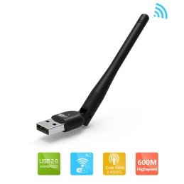 Adattatore Wireless AC600 Dual Band Donlge WiFi USB Antenna Esterna