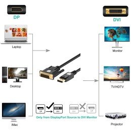 Cavo Monitor DisplayPort Maschio a DVI Maschio Passivo 1m Nero