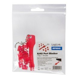 Blocca porte RJ45 rosso 10 serrature e 1 chiave