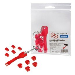 Blocca porte RJ45 rosso 10 serrature e 1 chiave