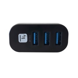 Mini Hub Rotante con 3 Porte USB 3.0 Nero