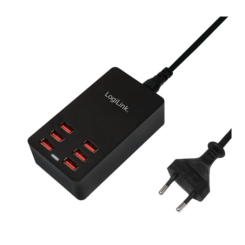 Caricatore da Tavolo a 6 porte USB 32W Nero