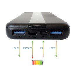 Power Bank Caricatore 10000 mAh 20W 3 Porte Output con Cavo Micro USB