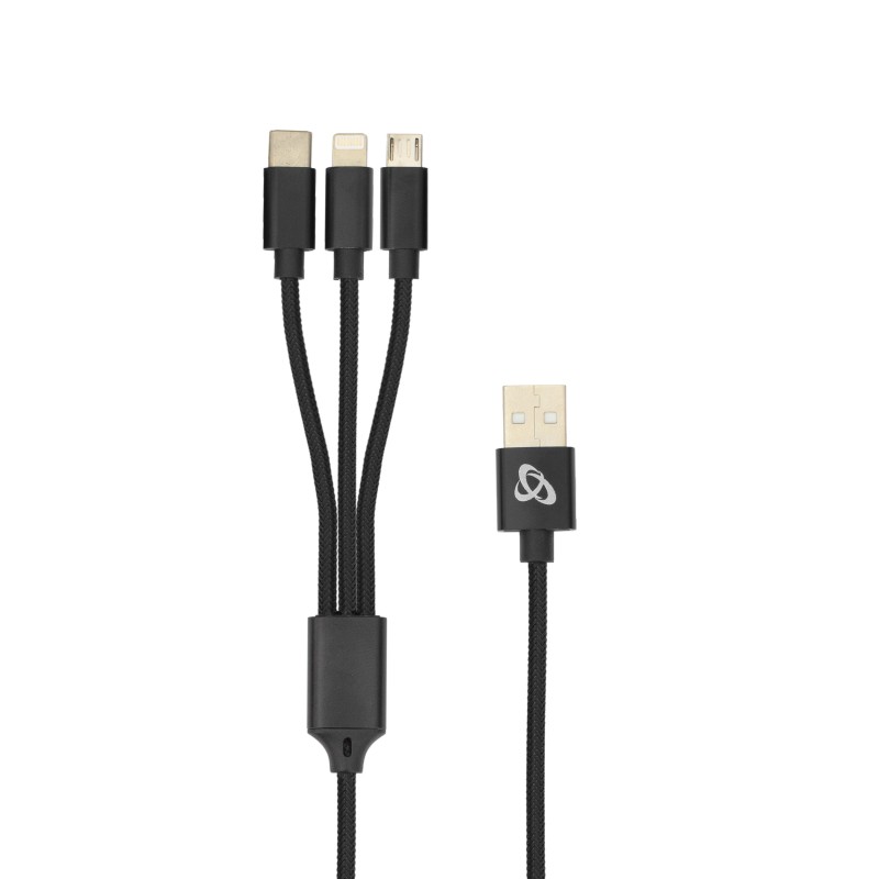 Multi Cavo di Ricarica da USB tipo A a USB-C™ MicroUSB e 8-pin 1m Nero