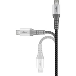 Cavo Micro USB Guaina Intrecciata USB2.0 A M/MicroB M 0,5m Nero/Silver