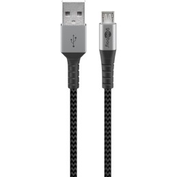 Cavo Micro USB Guaina Intrecciata USB2.0 A M/MicroB M 1m Nero/Silver