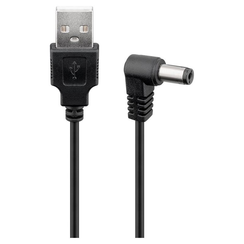 Cavo USB A Maschio a DC 5,5 x 2,1 mm Maschio Angolato 1m nero