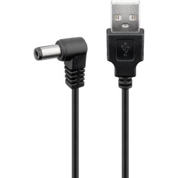 Cavo USB A Maschio a DC 5,5 x 2,1 mm Maschio Angolato 0,5m nero