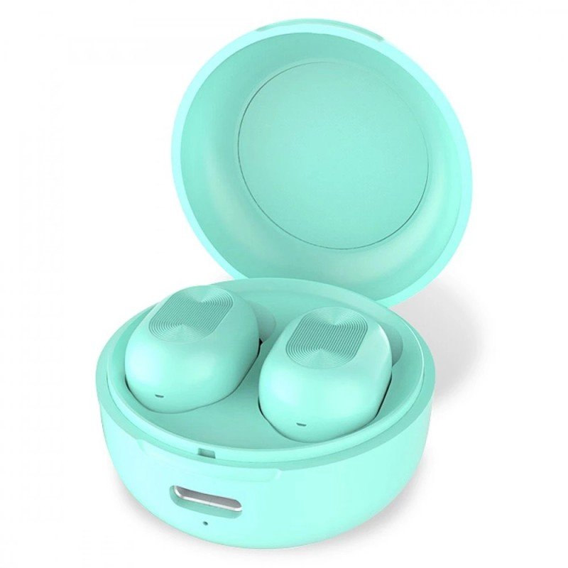 Auricolari Wireless Bluetooth con Custodia di Ricarica Verde Acqua